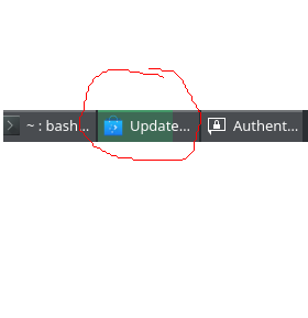 task bar says updating